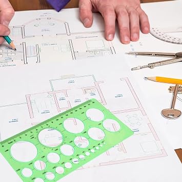 4PCS Plastic Circle and Oval Templates - Clear Green Measuring Templates for Drawing and Formwork Projects