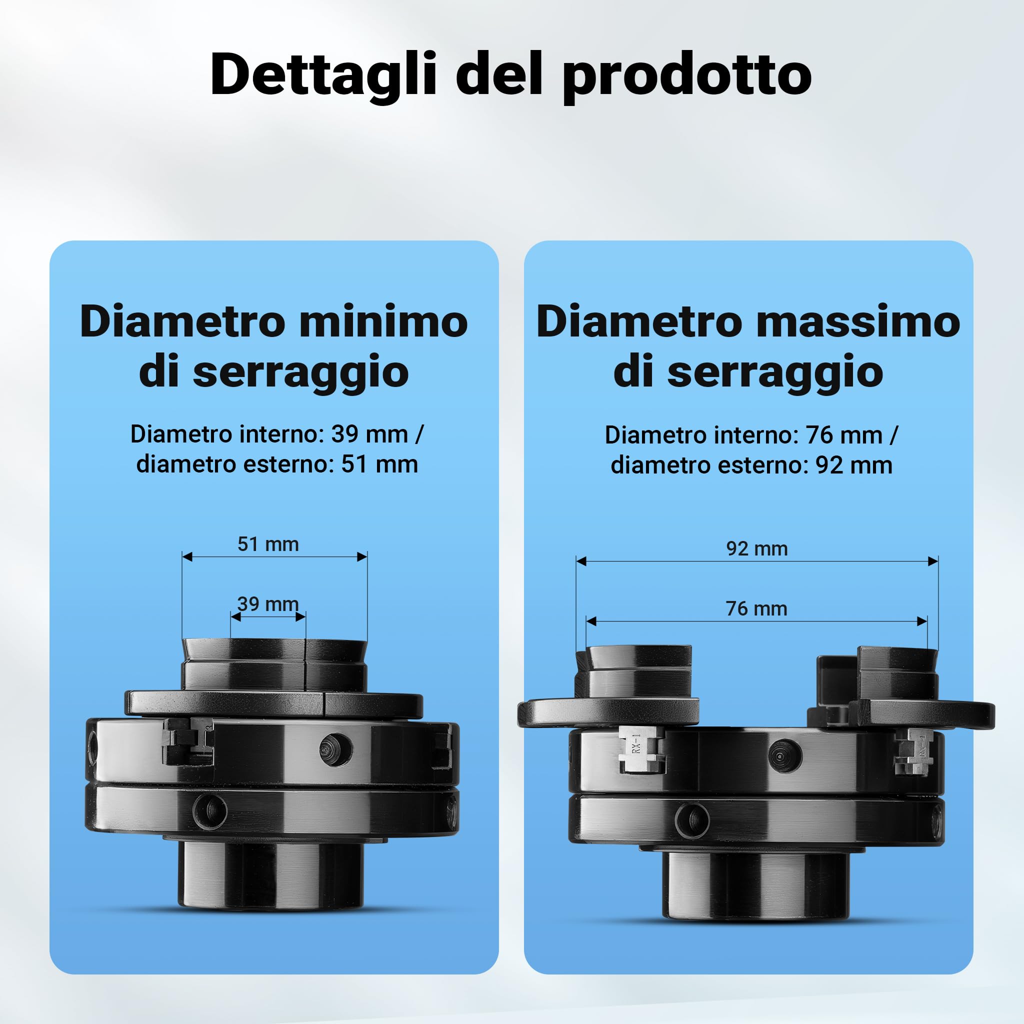Wiltec Mandrino di ricambio per tornio da banco, compatibile con filettatura M33 x 3,5, mandrino a ganasce