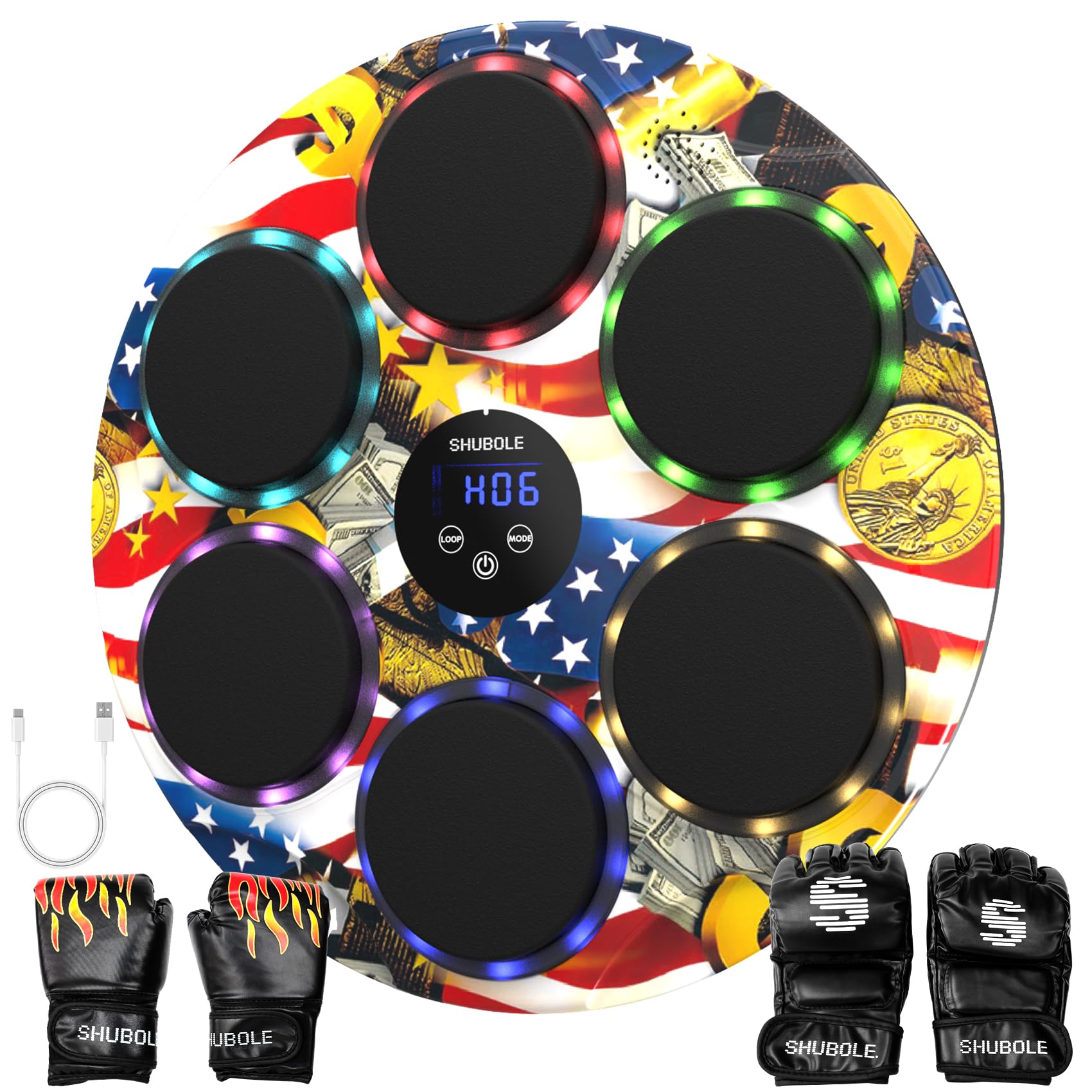Music Boxing Machine with Gloves - Wall Mounted Punching Trainer for Adults & Kids, 9-Speed Punch Game, Wall Boxing Punching pad, 2025 Upgrade Gifts for Boys Age 8-12