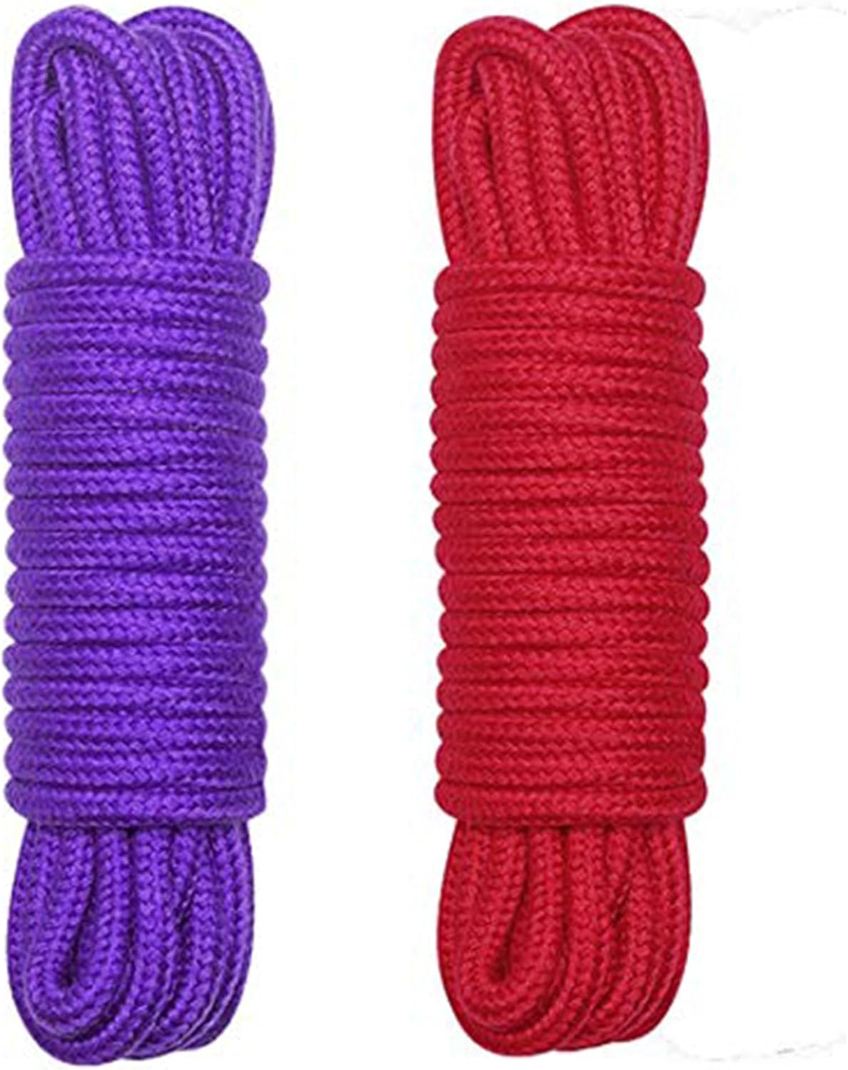 Soft Cotton Rope - Ecofriendly & Durable - Easy to DIY for Daily Using - Natural Cotton Rope Thick Suitable for, Camping, Hanging Clothes & Home Decorative, (32 Feet 10m), (Red, Purple)