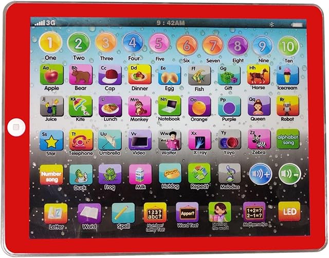 Layiset 4 Pcs Children Learning Pads - Education Tablet for Kids Learning Machine,Interactive Educational Electronic Pad Toys with ABC/Words/Numbers/Color/Test/Music, Toddler Learning Toys