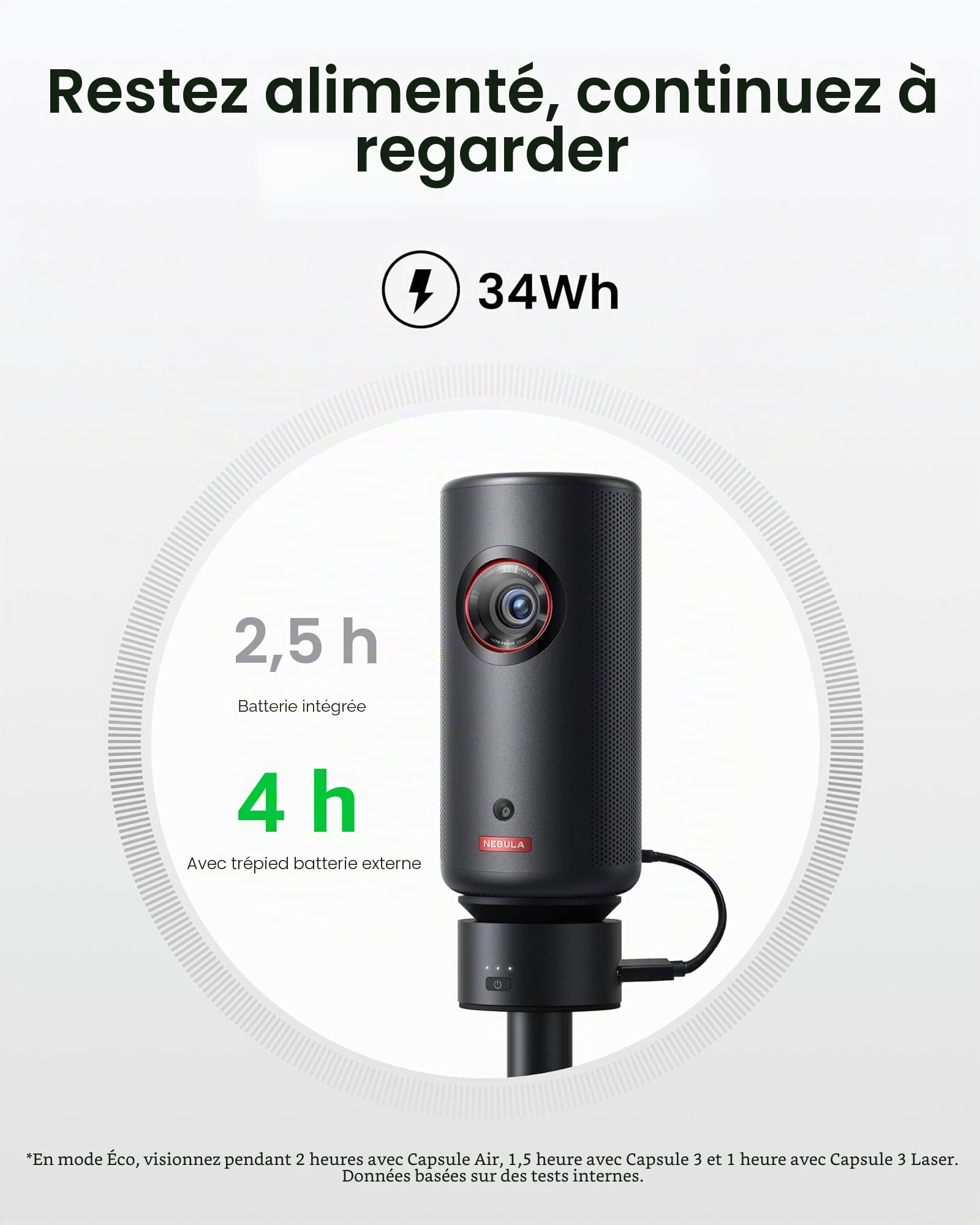 Anker Nebula Capsule Trépied avec Batterie intégrée