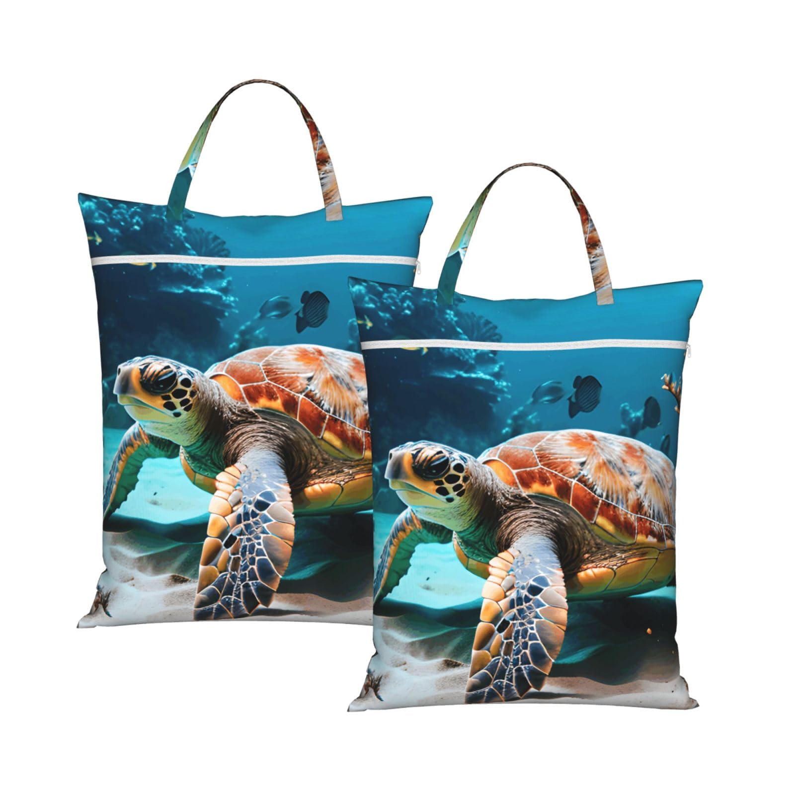 Sea Turtle Print Travel Laundry Bag Foldable Lightweight Camping Beach Dorm Weekend Getaways