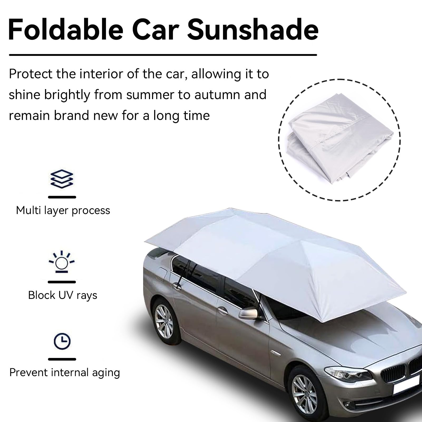 Auto-Sonnenschutz-Abdeckung Anti-UV Wärmeabdeckung Regenschirm-Abdeckung für Minivan LKW Silber
