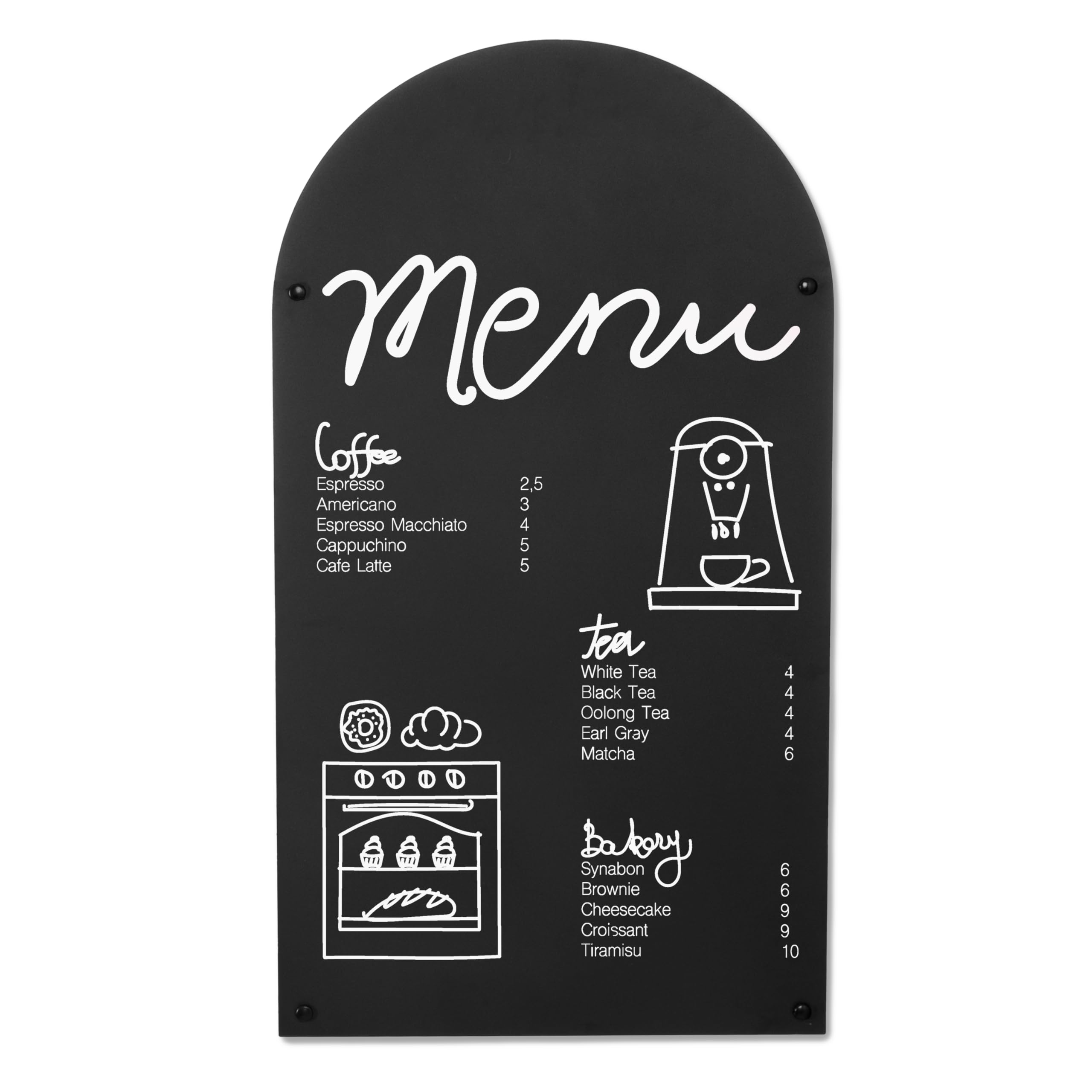 Ashton Modern Metal Magnetic Chalkboard for Wall - 17 x 31.5 Inch Large Chalk Board Sign Board for Wall, Magnet Board, Blackboard Food Truck Menu Board for Kitchen, Hanging Signs - Arched