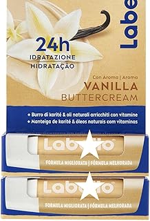 Vanilla Buttercream Lip Balm 2 Pack – 2 x 4.8 g (0.34 oz Total) – Moisturizing Lip Balm with Natural Oils – 24h Moisture Care – Smooth Vanilla Care – Italian Lip Care