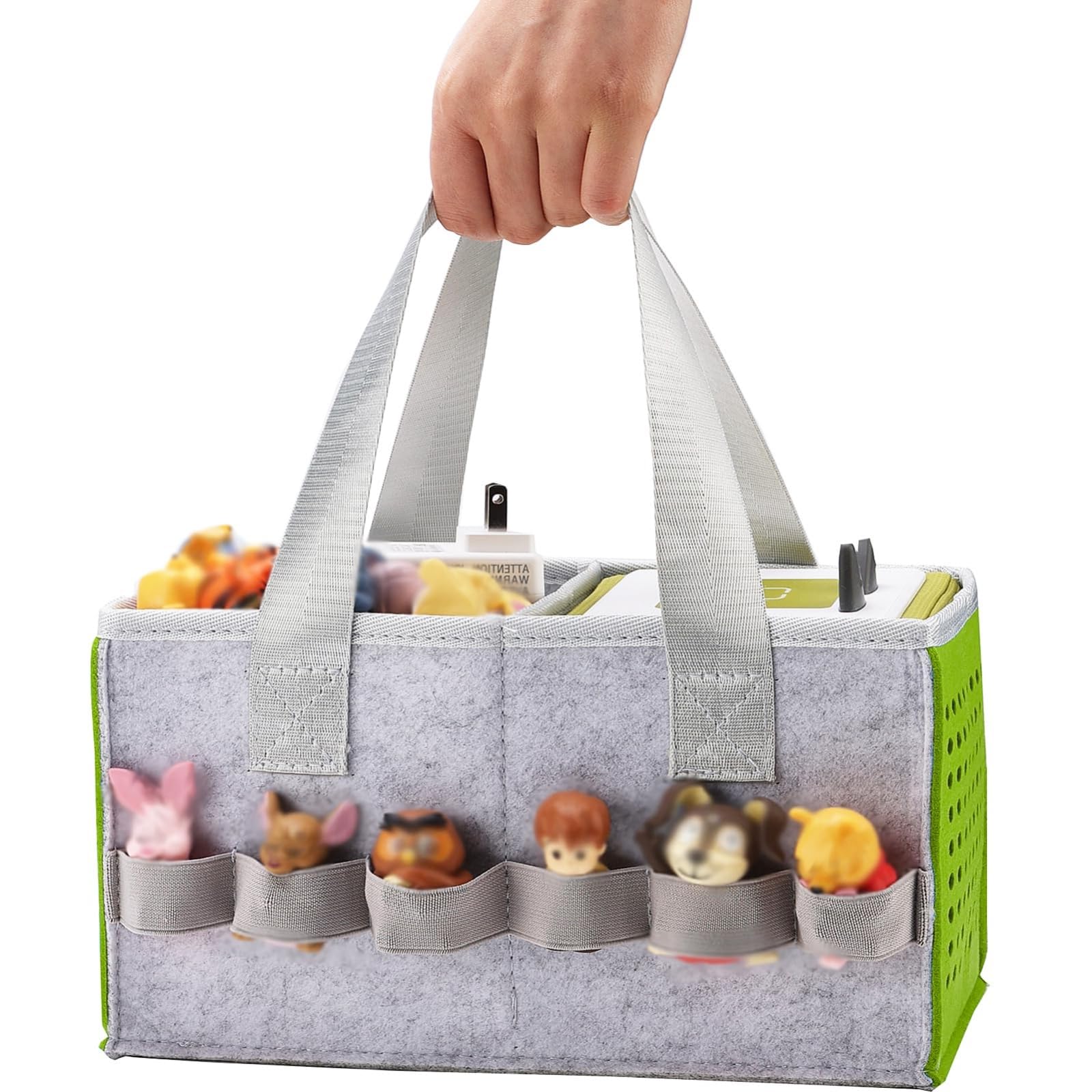 ZITREOXN Portable Travel Carrying Case For Tonies Toniebox Starter Speaker Set （Green+Light Grey