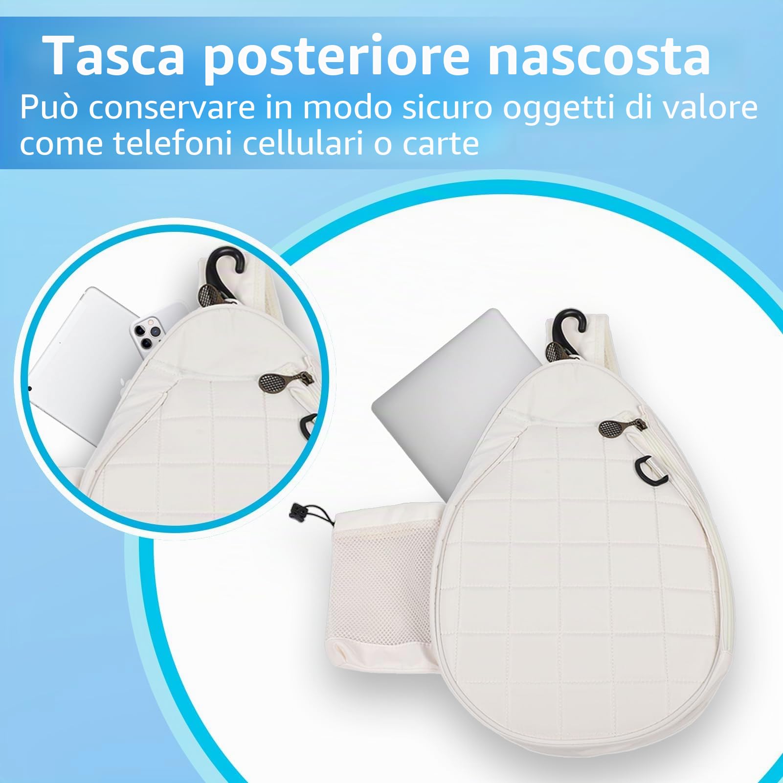 Ejoyous Borsa da Tennis, Borsa da Tennis Borsa per Racchetta da Tennis Zaino da Tennis Leggero Borsa a Tracolla Imbottitura in Schiuma di Grande capacità Pagaia per Pickleball