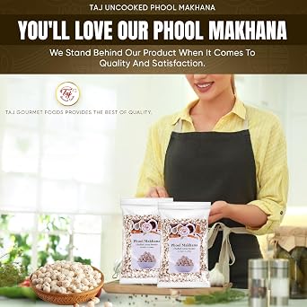 TAJ Uncooked Phool Makhana | 7-Ounce (200g) | Fox Nut, Popped Lotus Seed