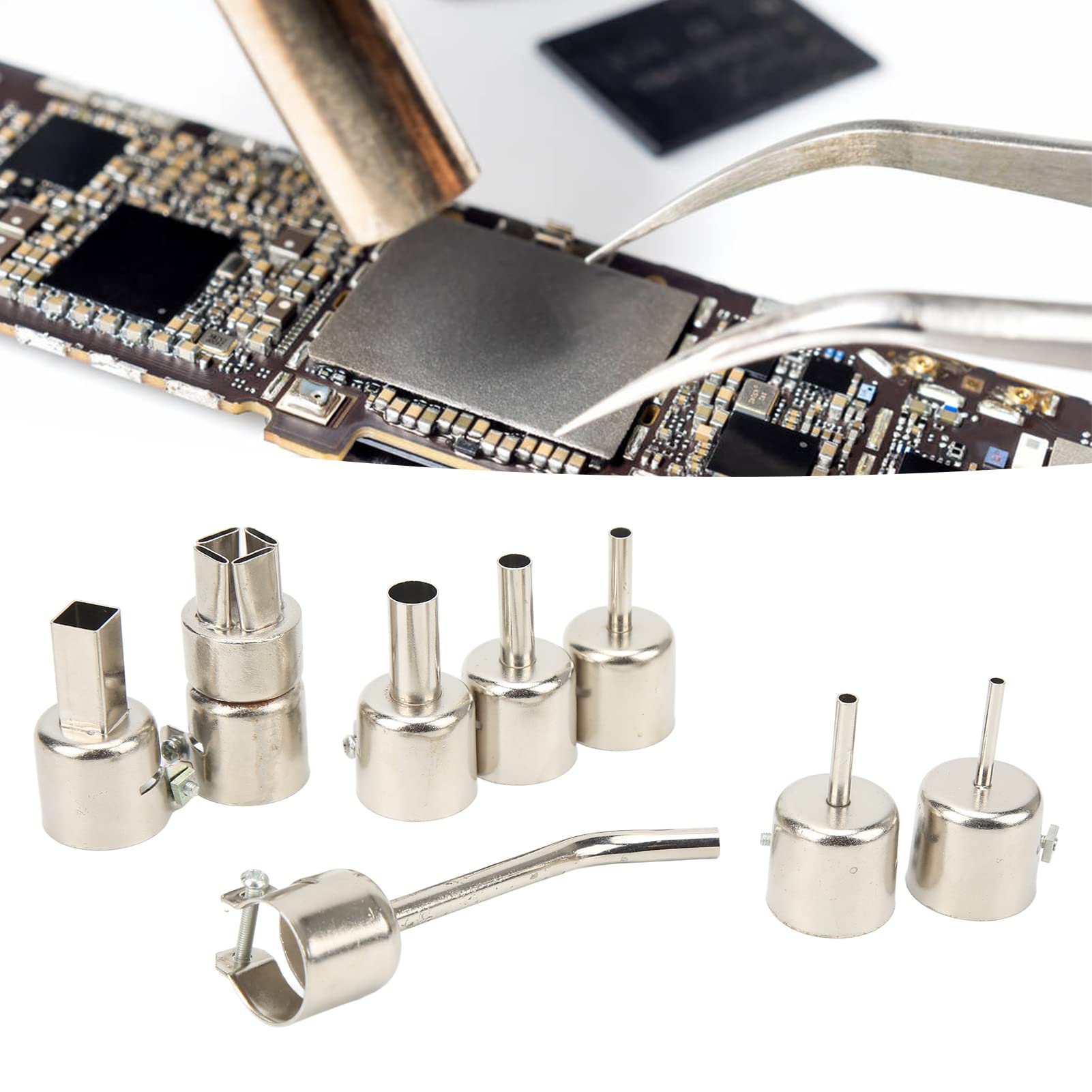 Heat Gun Nozzles Kit, Robust Hot Air Gun Tips Curved Angle Stable 8Pcs for Desoldering Station - Image 3