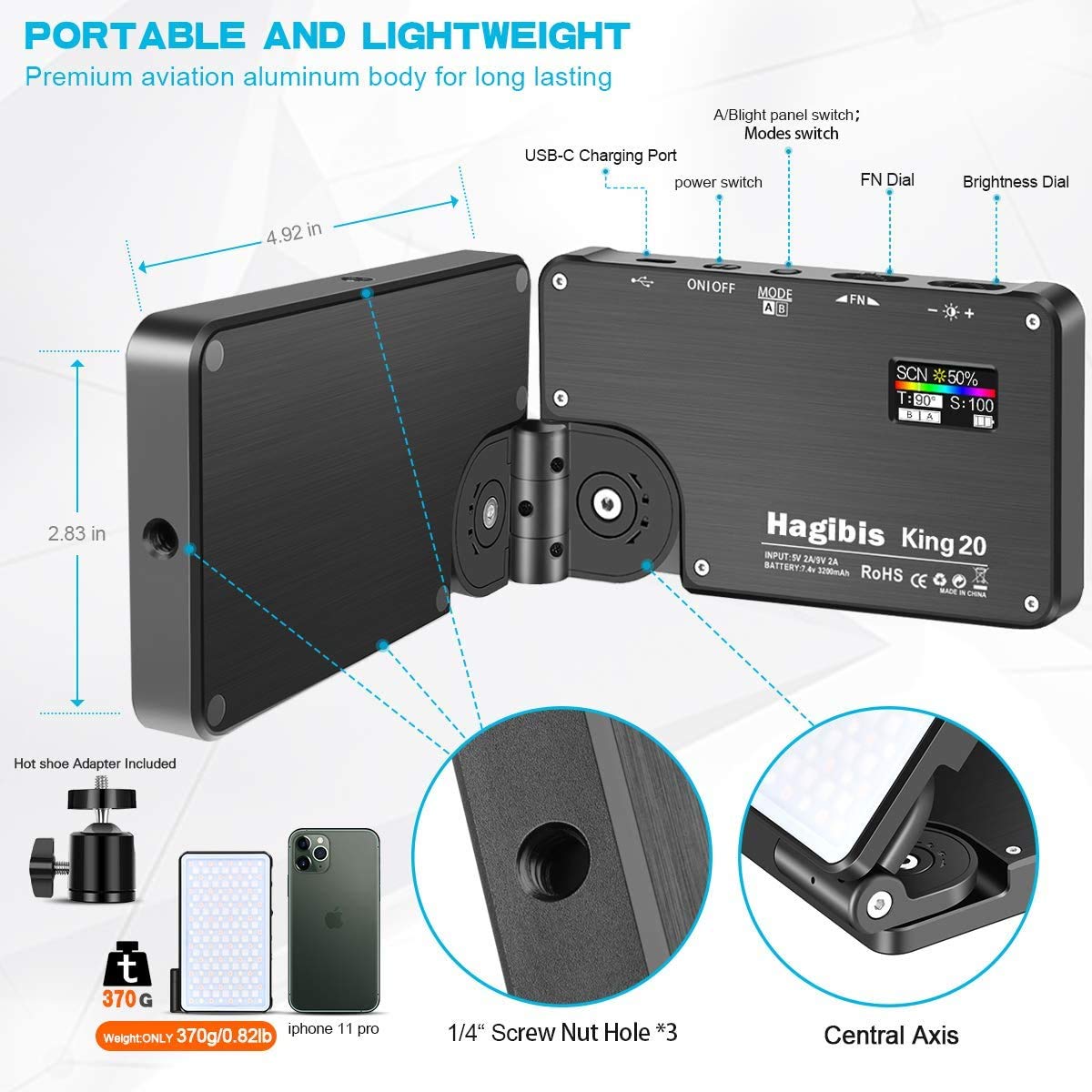 その他 VIJIM R316 Foldable RGB Video Light Amazon.com : VIJIM 316 RGB LED Light On Camera Light, Camera