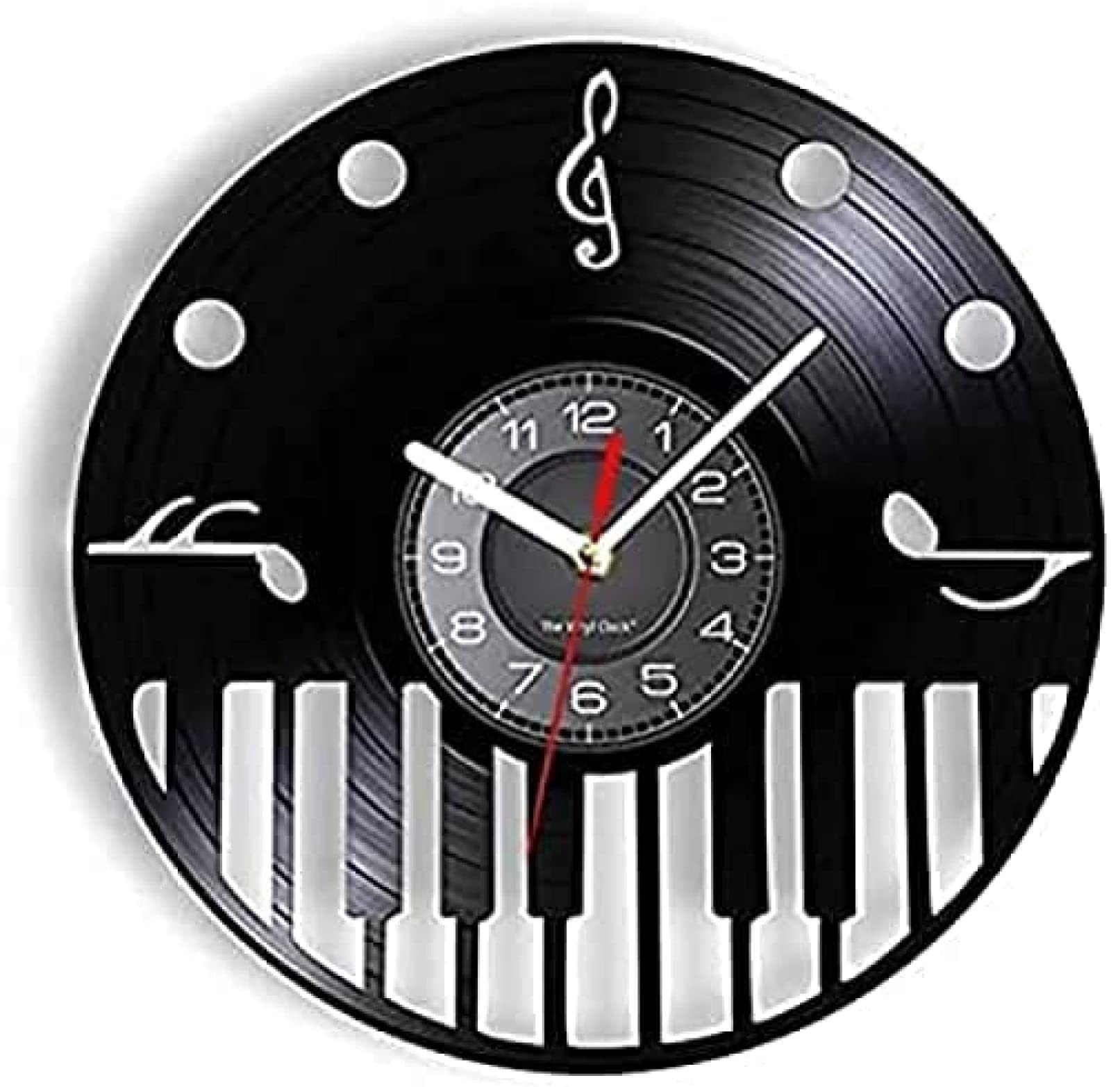 Horloge murale ronde touches de piano clé de sol pour décoration mur vintage studio musique