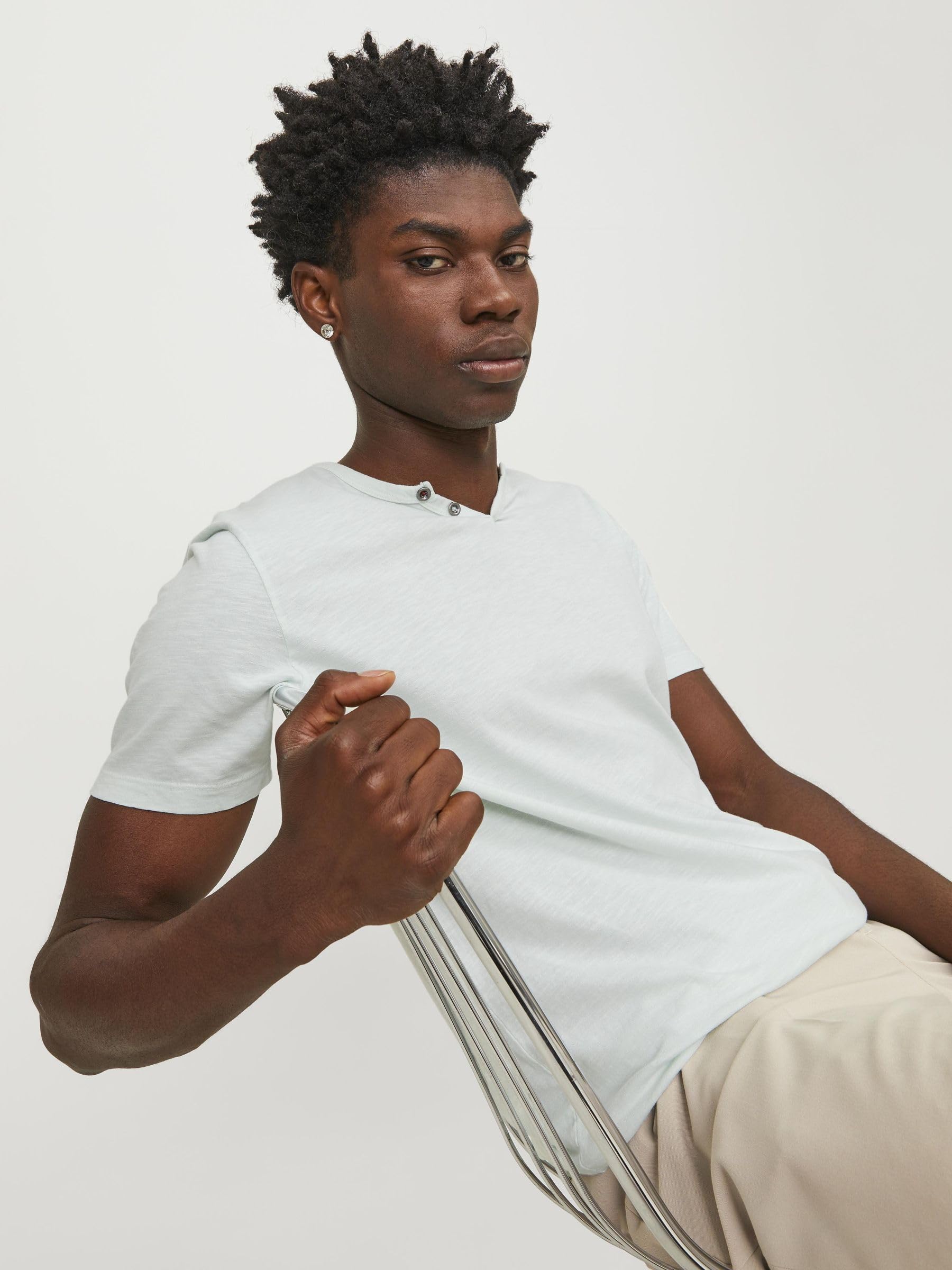 JACK & JONES T-Shirt Melange Split Neck