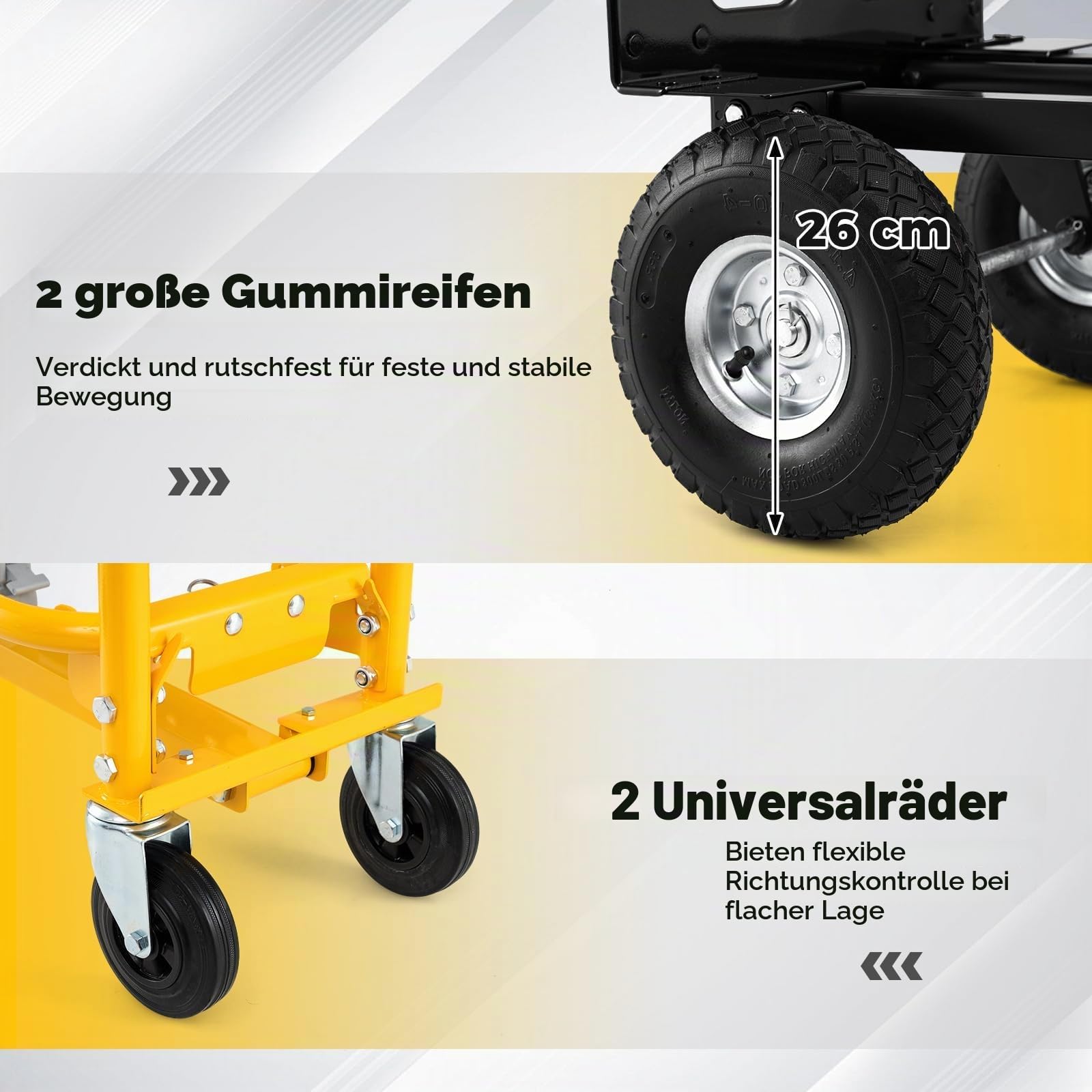 FANTASK 3-in-1 Sackkarre klappbar, Transportwagen Metall mit Luftbereifung & Gummirädern, Transportkarre max. 250KG & Plattformwagen max. 350KG, Lieferantenkarren für Zuhause, Büro & Lager