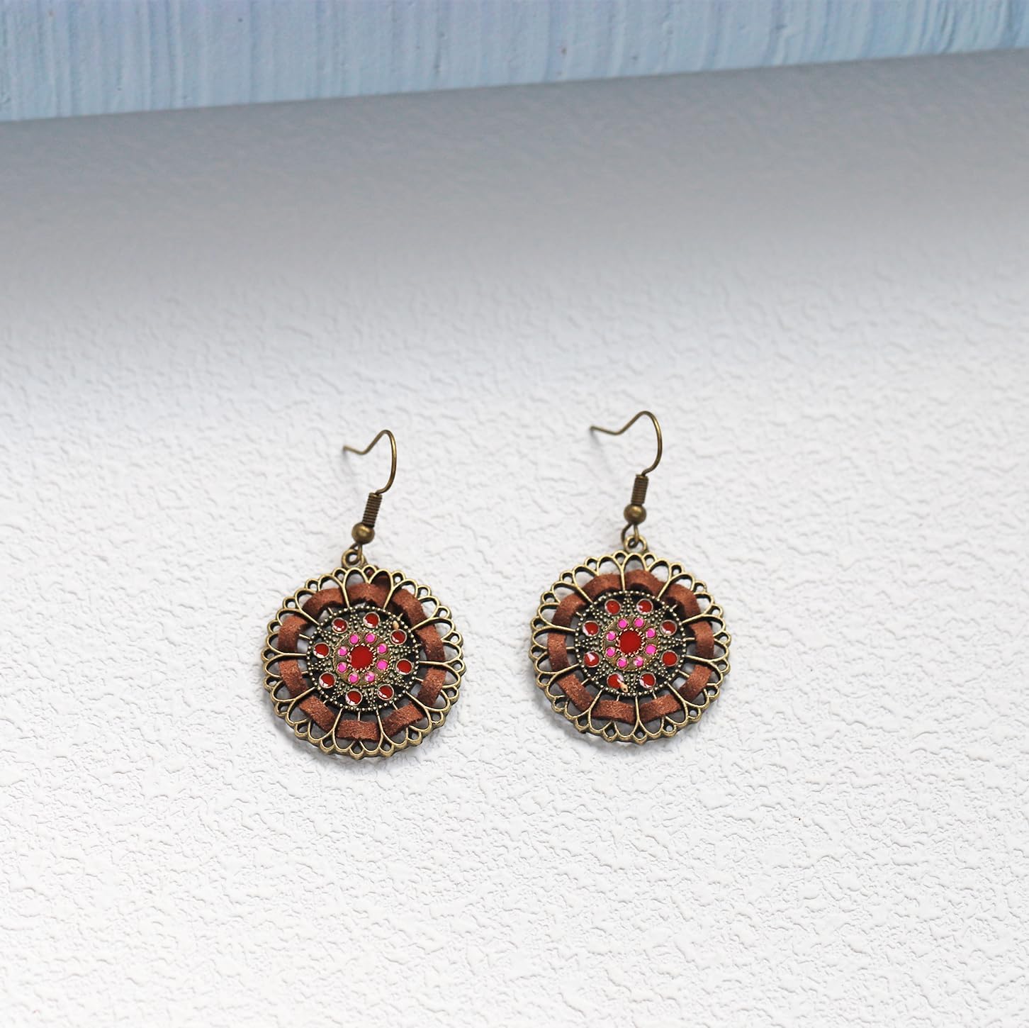 Bohemian Geometric Drop Earrings,Vintage Style Bronze Statement Jewelry for Her - Image 4