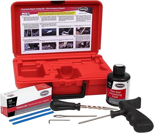 TECH Permacure - Kit de tapones para neumáticos de camión, herramientas ideales y fijación de neumáticos planos para camiones, tractores y