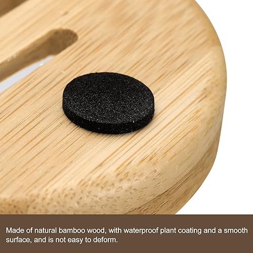Miniatura 4 de uxcell Jabonera de madera, paquete de 4 bandejas de bambú natural para jabón, autodrenante para baño, bañera, fregadero de cocina