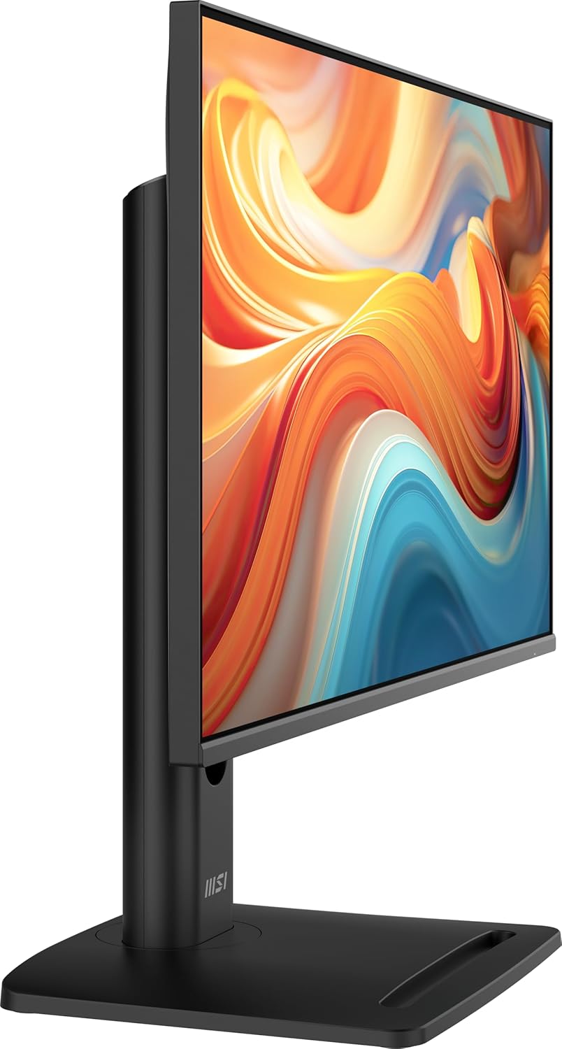 lateral view of MSI PRO MP245PG E14 monitor showing height adjustment range