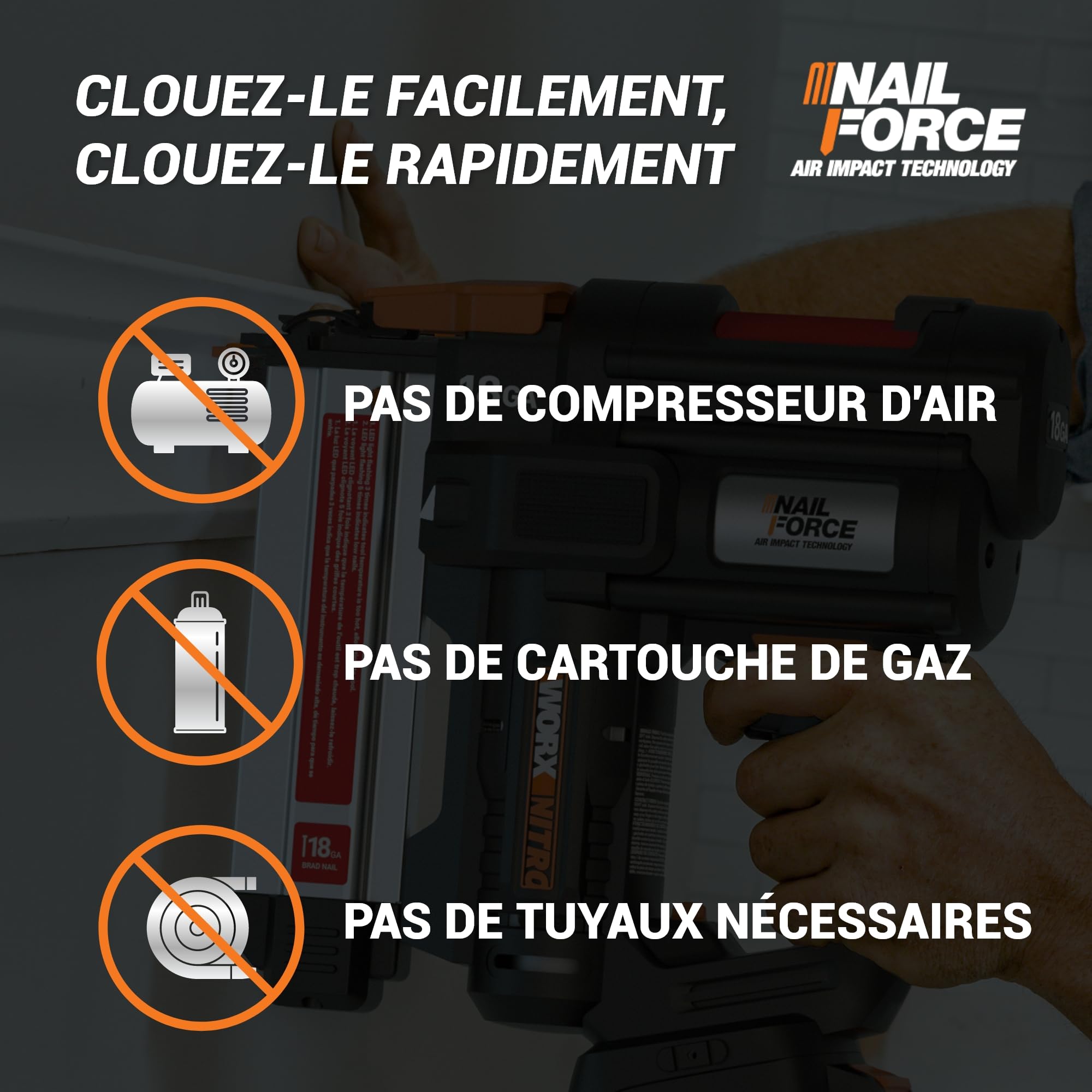 WORX Clavadora a batería 20V - 18GA | PowerShare | WX842