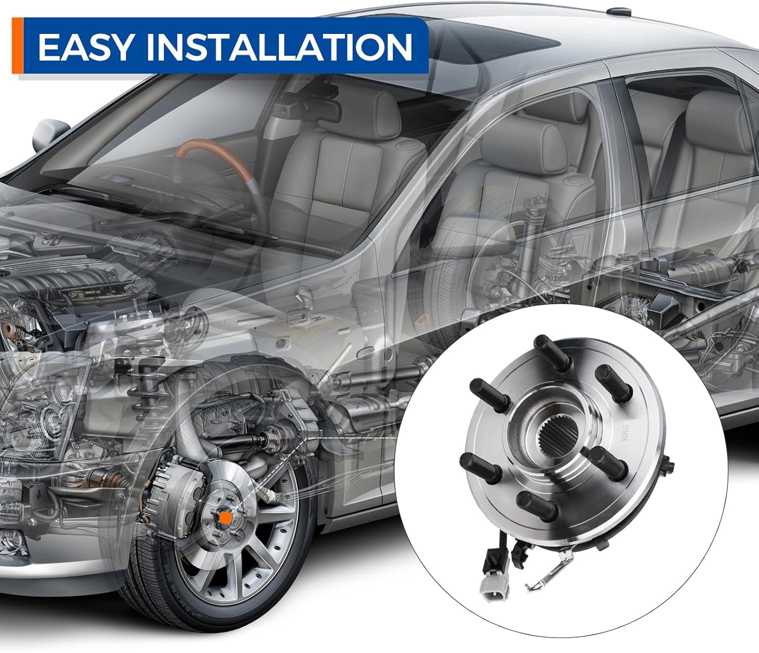 PAROD 515008 515009 4WD Front Wheel Bearing & Hub Assembly Compatible with 1997-2004 Dodge Dakota, 1998-2003 Durango [w/ 4-Wheel ABS]