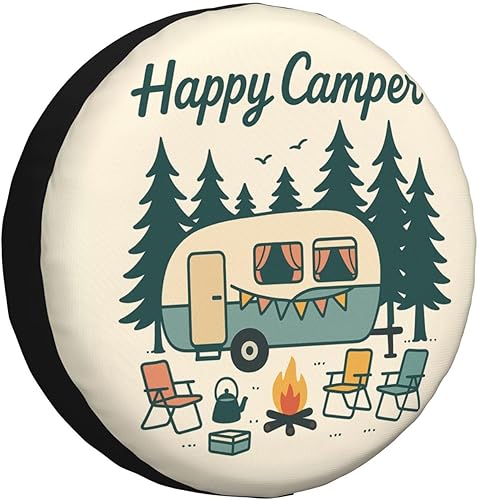 Miniatura 10 de Divertida cubierta de neumático de repuesto para camping con diseño retro de fogata de tienda de campaña de montaña, cubierta de rueda de vehículo