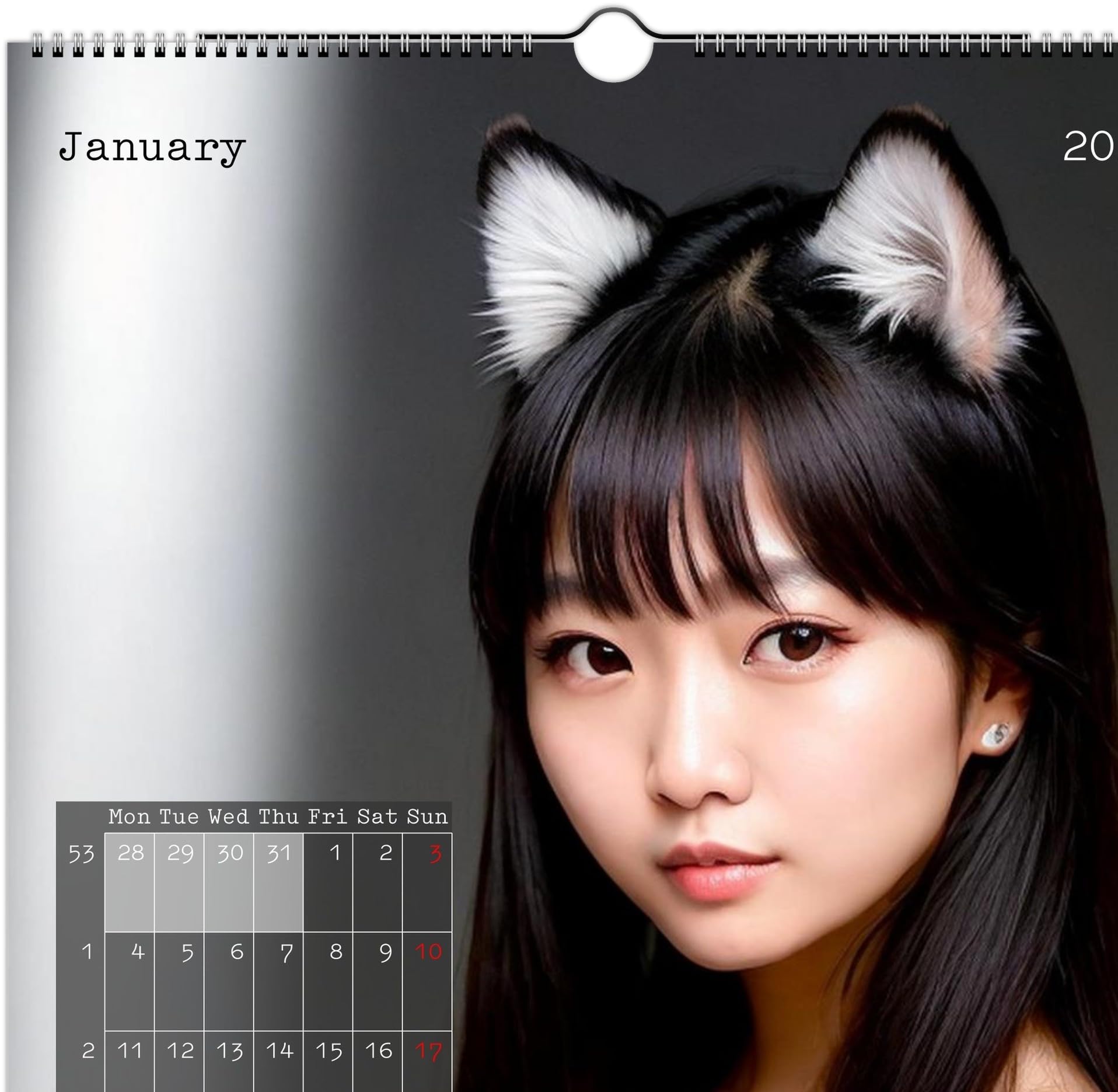 Calendrier érotique adulte cosplay chat femme nekomimi calendrier 2026