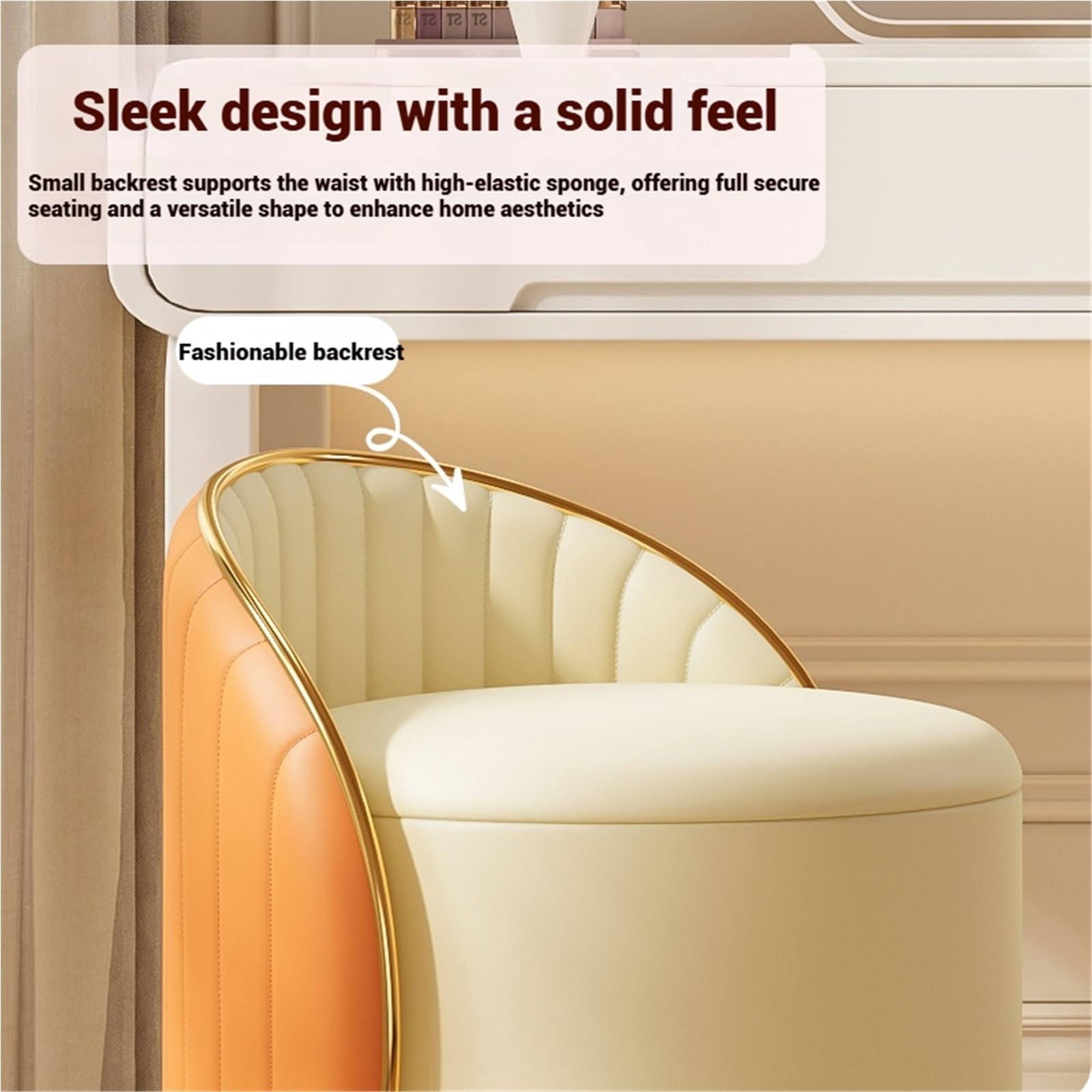 Pouf Contenitore Rotondo Imbottito, Sgabello Poggiapiedi per Camera da Letto Soggiorno Ingresso, Sedia da Trucco Moderna con Coperchio(A)