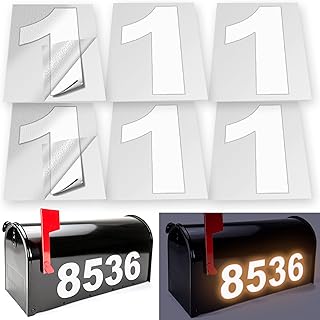 iSYFIX Reflective Vinyl Number 1 (One) Stickers - 6 Pack 4 inch Self Adhesive - Premium Decal Die Cut & Pre-Spaced for Mailbox, Signs, Door, Cars, Trucks, Home, Business, Address Number, In & Outdoor