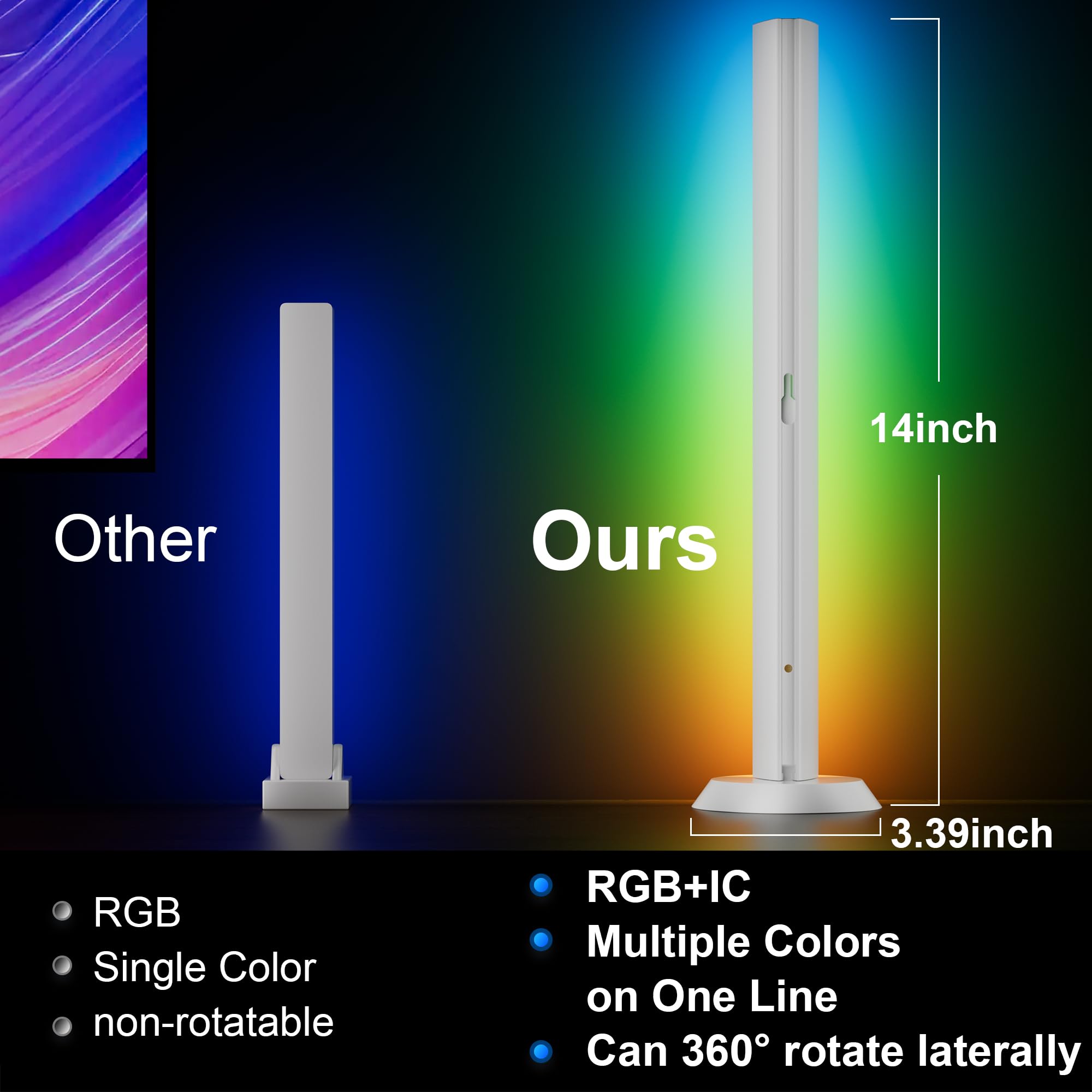 TJOY - Barras de luz LED inteligentes, retroiluminación de TV RGB con sincronización de música, barra de luz LED Bluetooth para computadora, luces de juego con modos de escena, iluminación ambiental