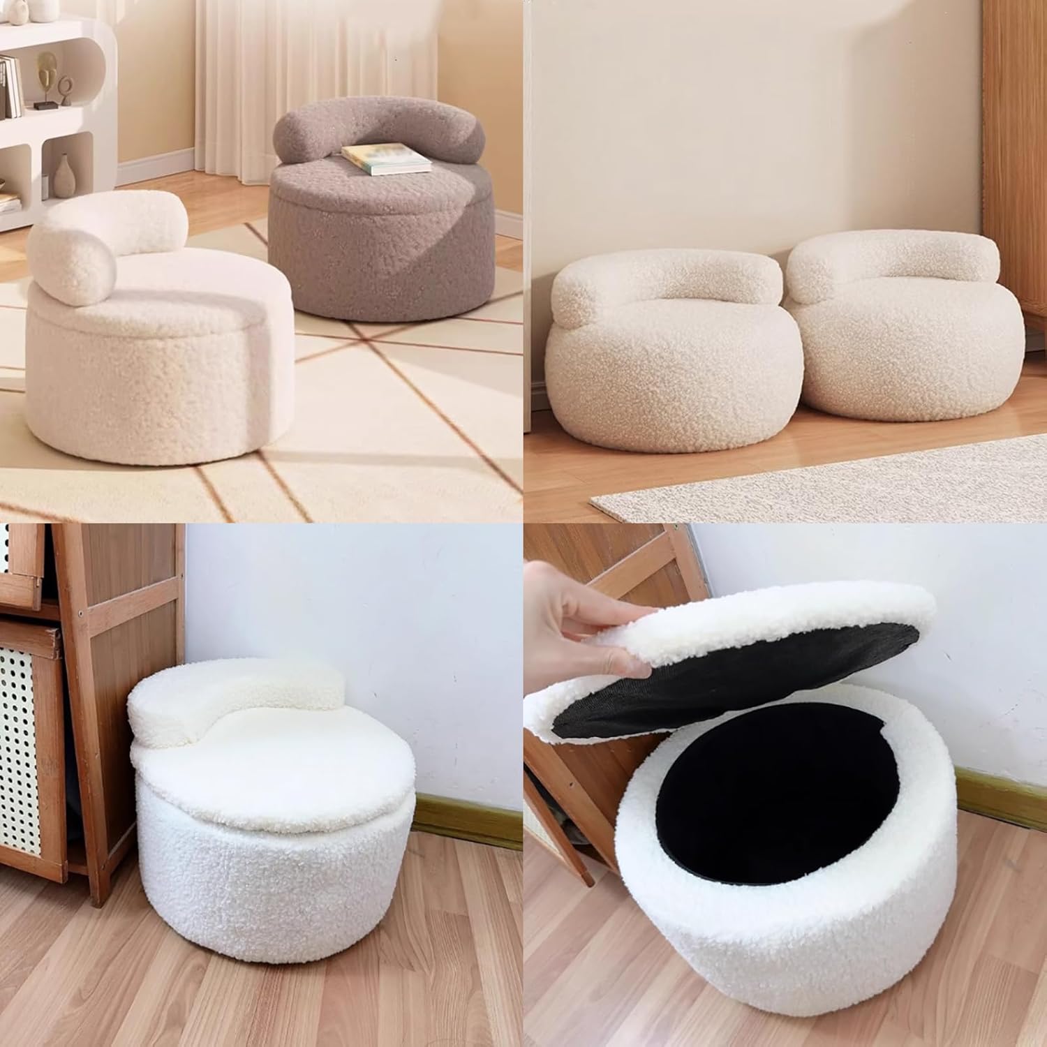 Optional Footrest Storage, Soft Sponge Stool for Bedroom & Living Room, Stylish Shoe Storage Bench for Closet & Entryway (No Storage, Gray)