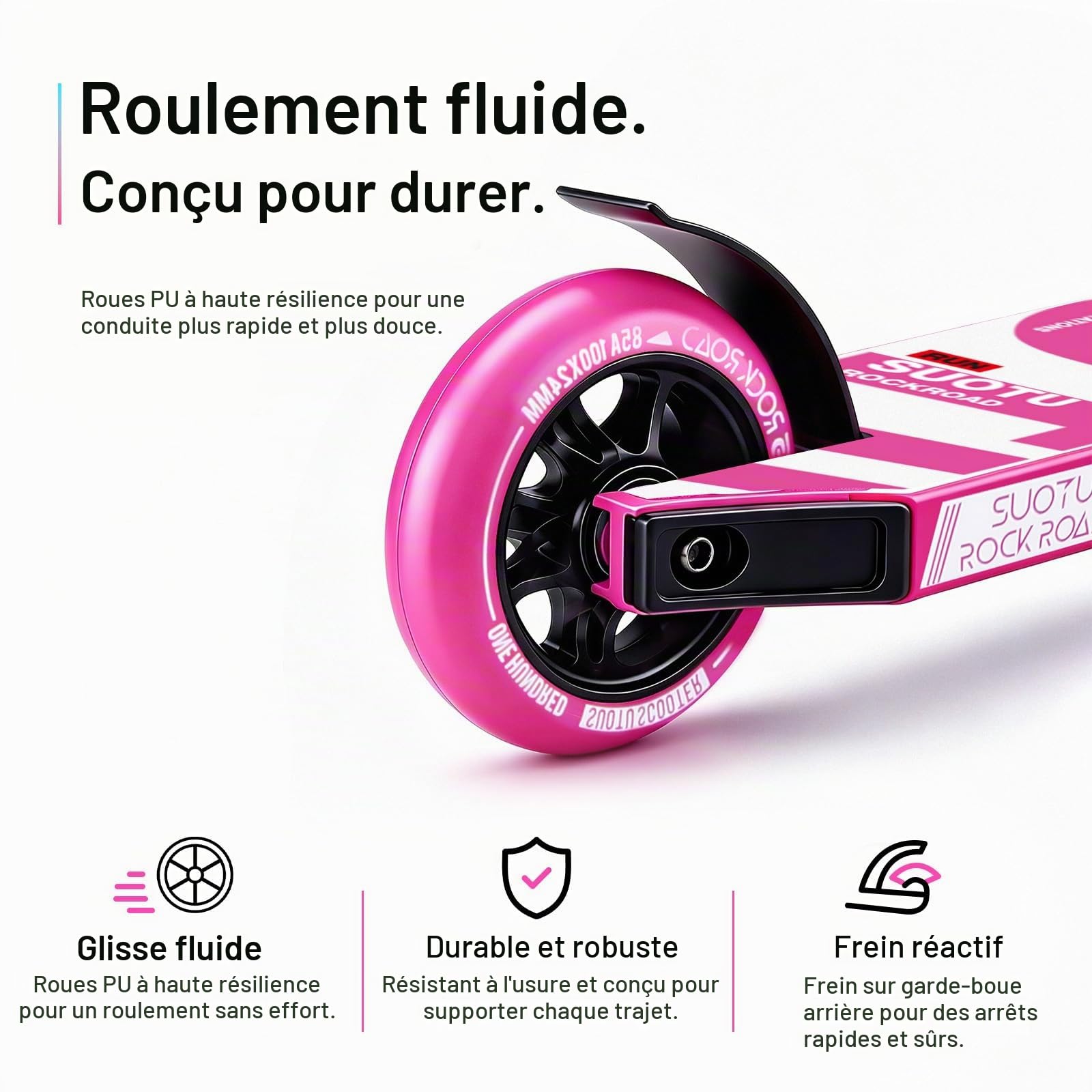 Trottinette Freestyle, Direction à 360°, Stunt Scooter avec Roues en PU 85A 100 mm, Trotinette pour Enfants Adolescent Adultes, Capacité de Charge: 100 kg, Aluminium