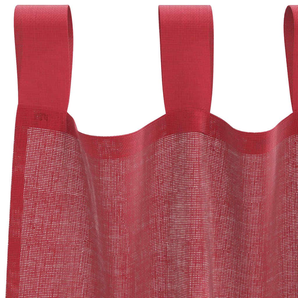 2 Stück Voile Vorhänge mit Schlaufen, Weinrot, 140x260 cm, Semi-Transparent Polyester Stoff, Lichtfilternd für Wohnzimmer und Schlafzimmer, Blickdicht