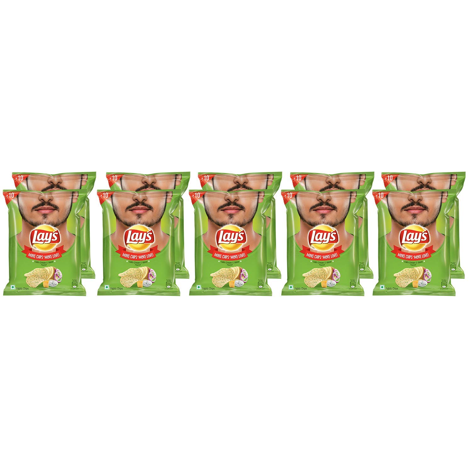 Lay's Potato Chips, American Style Cream and Onion, 30Gram Each (Pack of 10)