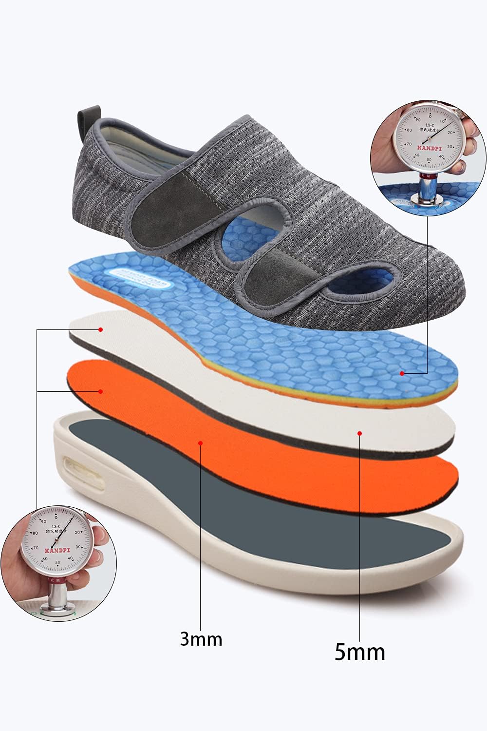 ZUMEIJIA Women's Diabetic Shoes for Women Casual Adjustable Walking Shoes Wide Shoes for Elderly Swollen Feet Non-Slip Air Cushion Bottom Fattening and Widening - Image 3