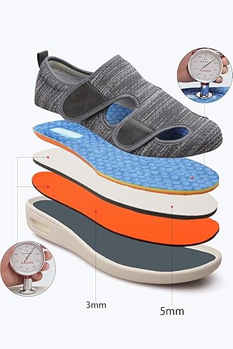 Miniatura 2 de ZUMEIJIA Zapatos para diabéticos para mujer, zapatos casuales ajustables para caminar, zapatos anchos para ancianos, pies hinchados,