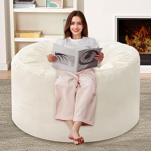 Miniatura 291 de HABUTWAY Puf gigante de 2 pies para adultos, con relleno de espuma viscoelástica, puf grande con funda de terciopelo holandés extraíble para sala de