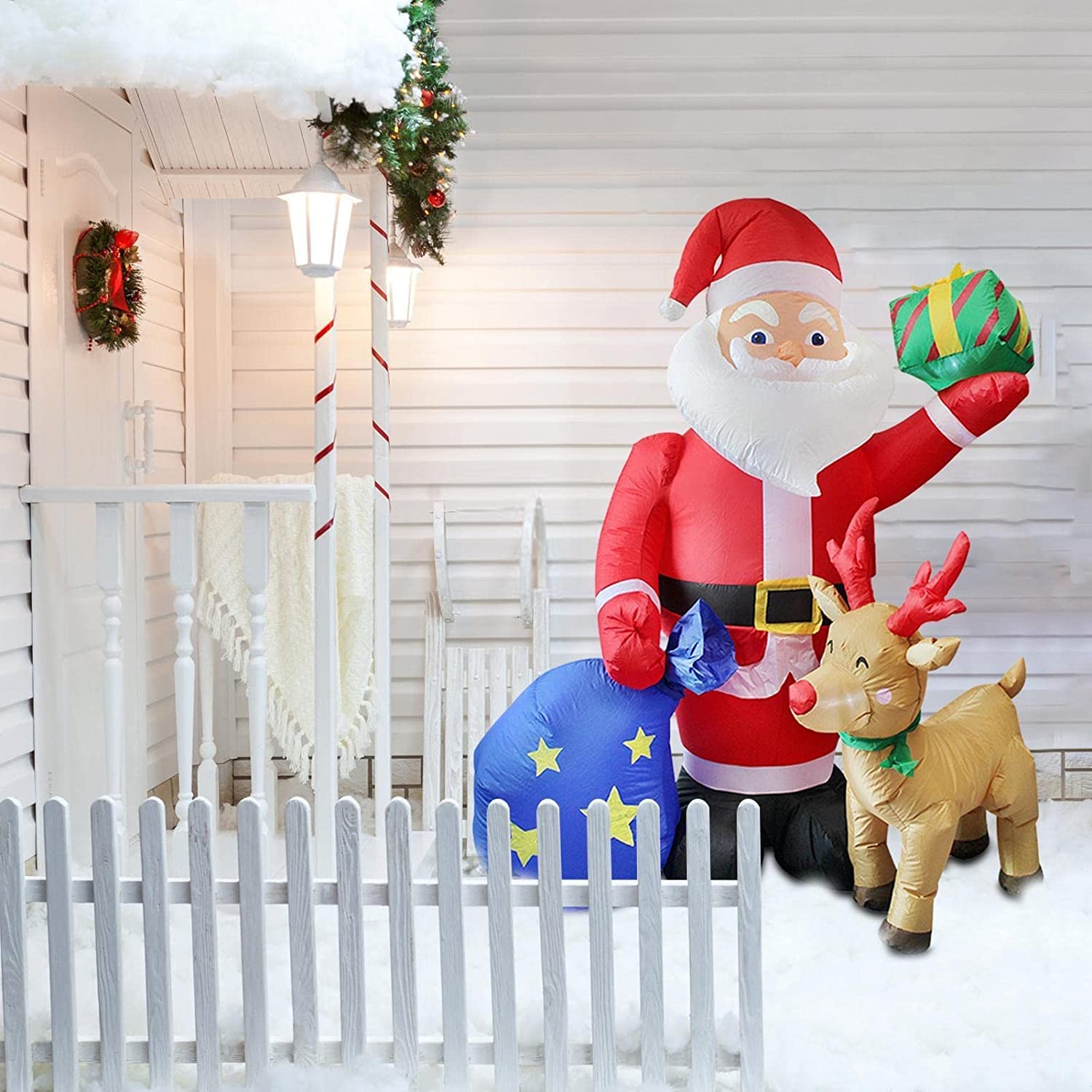 Amazon | 1.8M LEDライト インフレータブル クリスマス サンタ