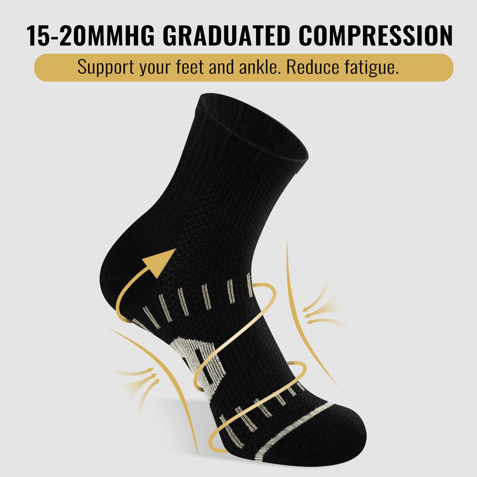 SukModen Copper Ankle Compression Socks for Men and Women(6 pairs), Breathable Arch Support Short Running Socks - 4