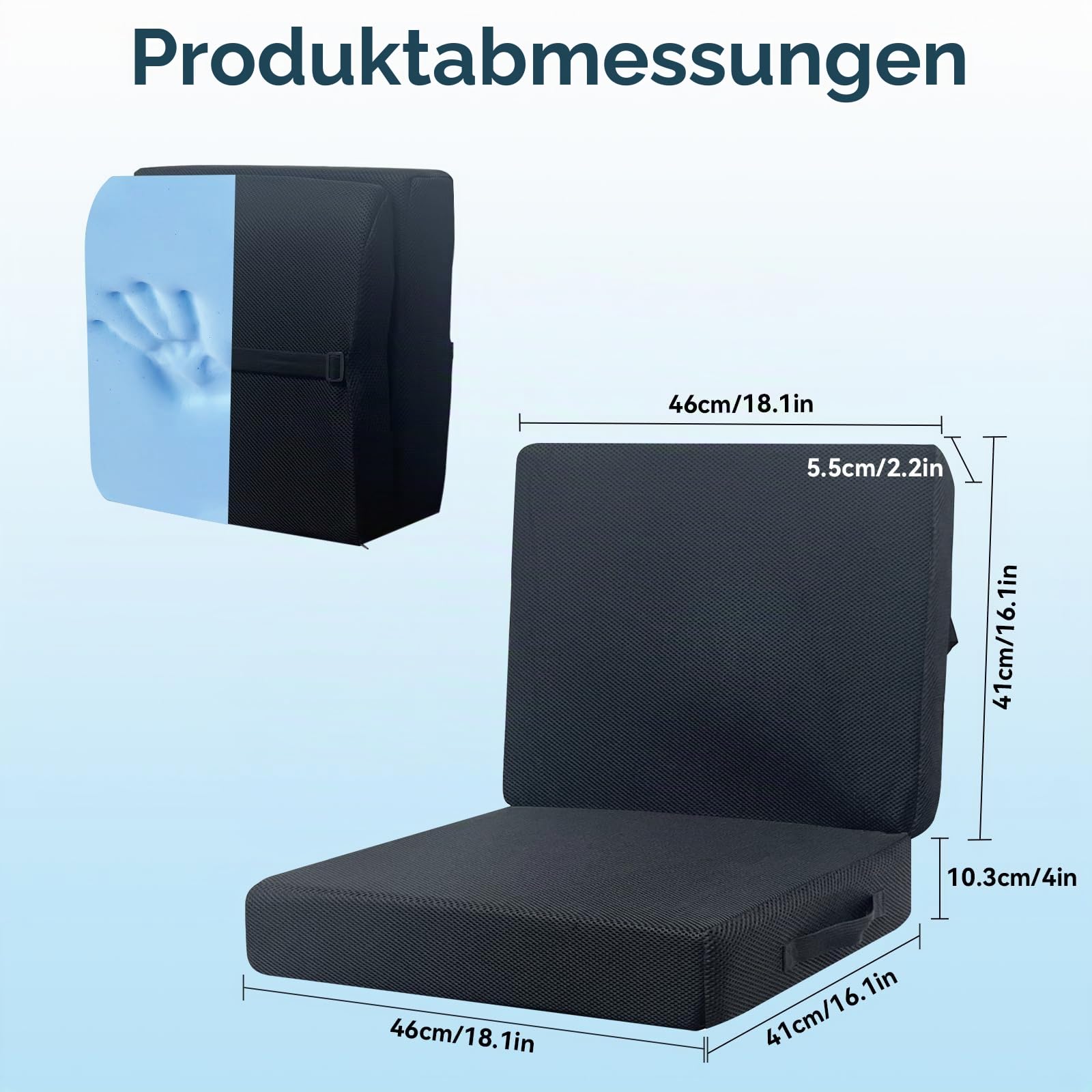 Sitzkissen mit Rückenkissen für Bürostuhl, Autositze, Rollstuhl Dicke Sitzerhöhung mit Rückenlehne Memory-Schaum Stuhlkissen Ergonomisch Lendenwirbelkissen für Sessel Auto Rollstuhl