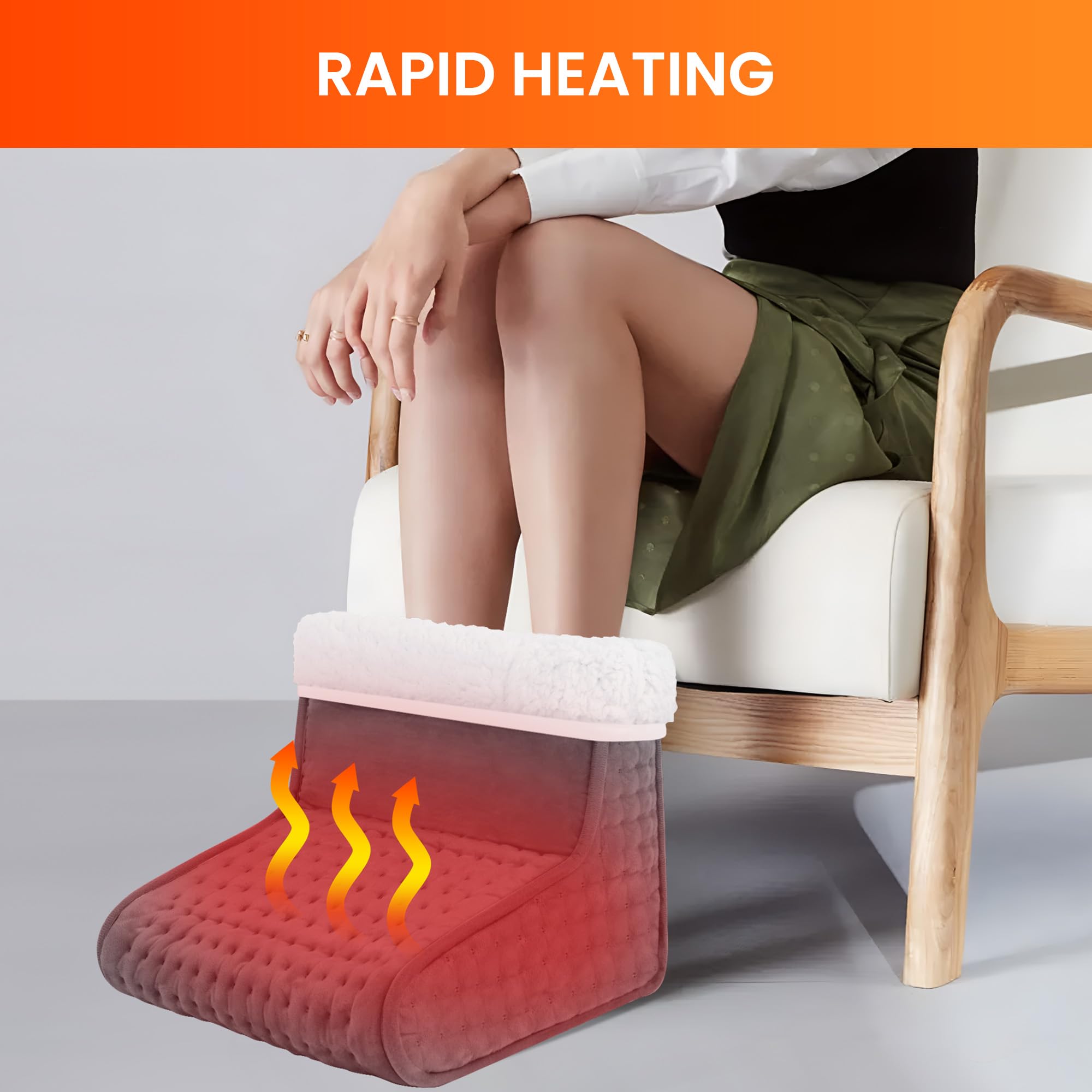 Cuplu 40X40 Scaldapiedi Elettrico Piedi, 6 Livelli di Calore 4 Timer, Spegnimento Automatico