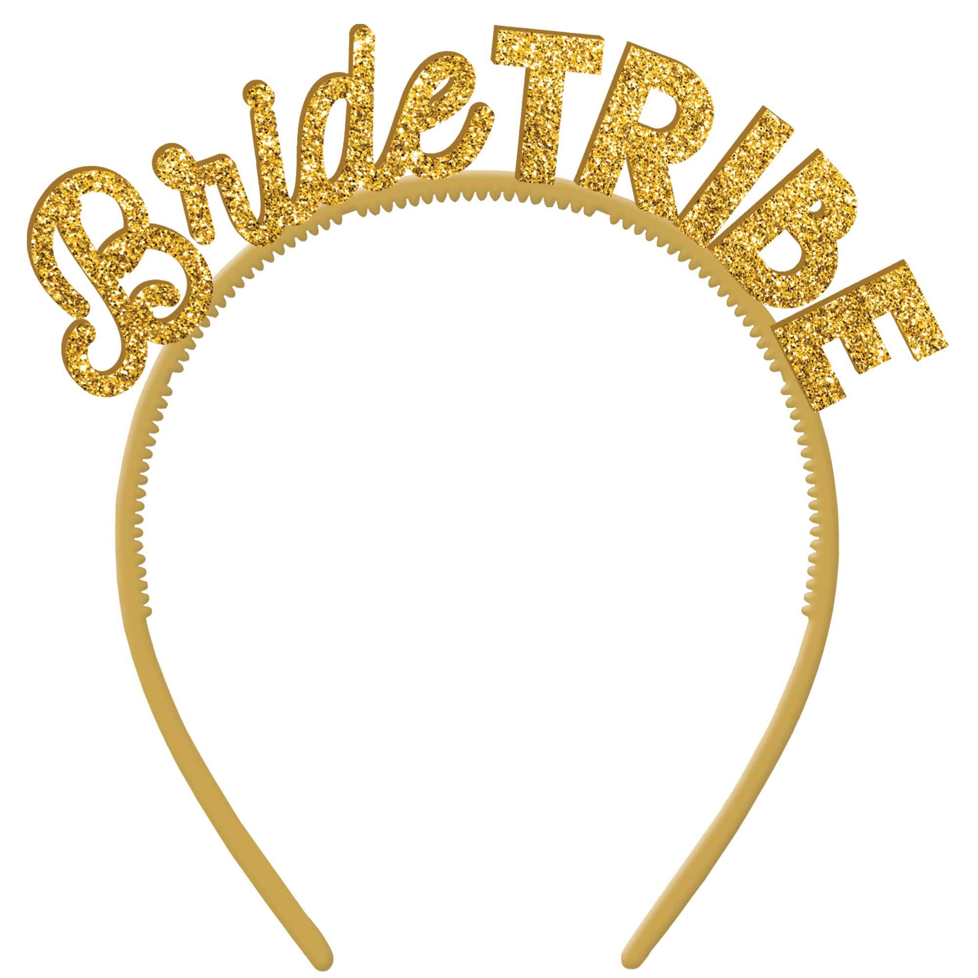 Gold Glitter Bride Tribe Headbands- 6 pcs., standard (3900897)