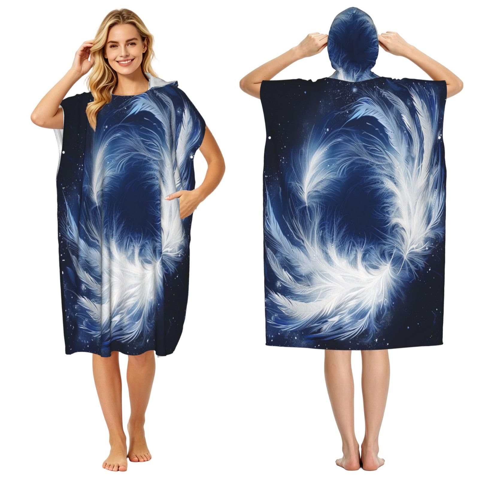 DTHKJNLSF Wings Adult Hooded Beach Poncho Towel