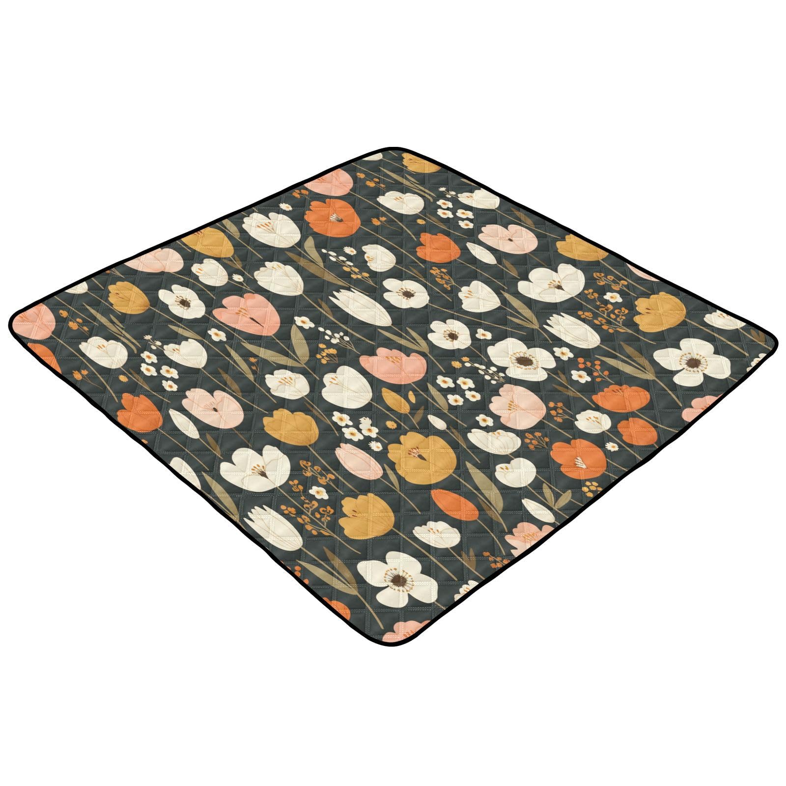 Kigai Colorful Flower Baby Play Mat for Floor and Playpen 50x50 inch Non-Slip Baby Activity Playmat Waterproof Foldable Crawling Mat for Infants Toddlers