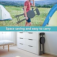 Vista 6 de Taburete plegable, taburete de bar plegable acolchado acolchado, 24 pulgadas de altura negra, taburete portátil resistente con capacidad de 300