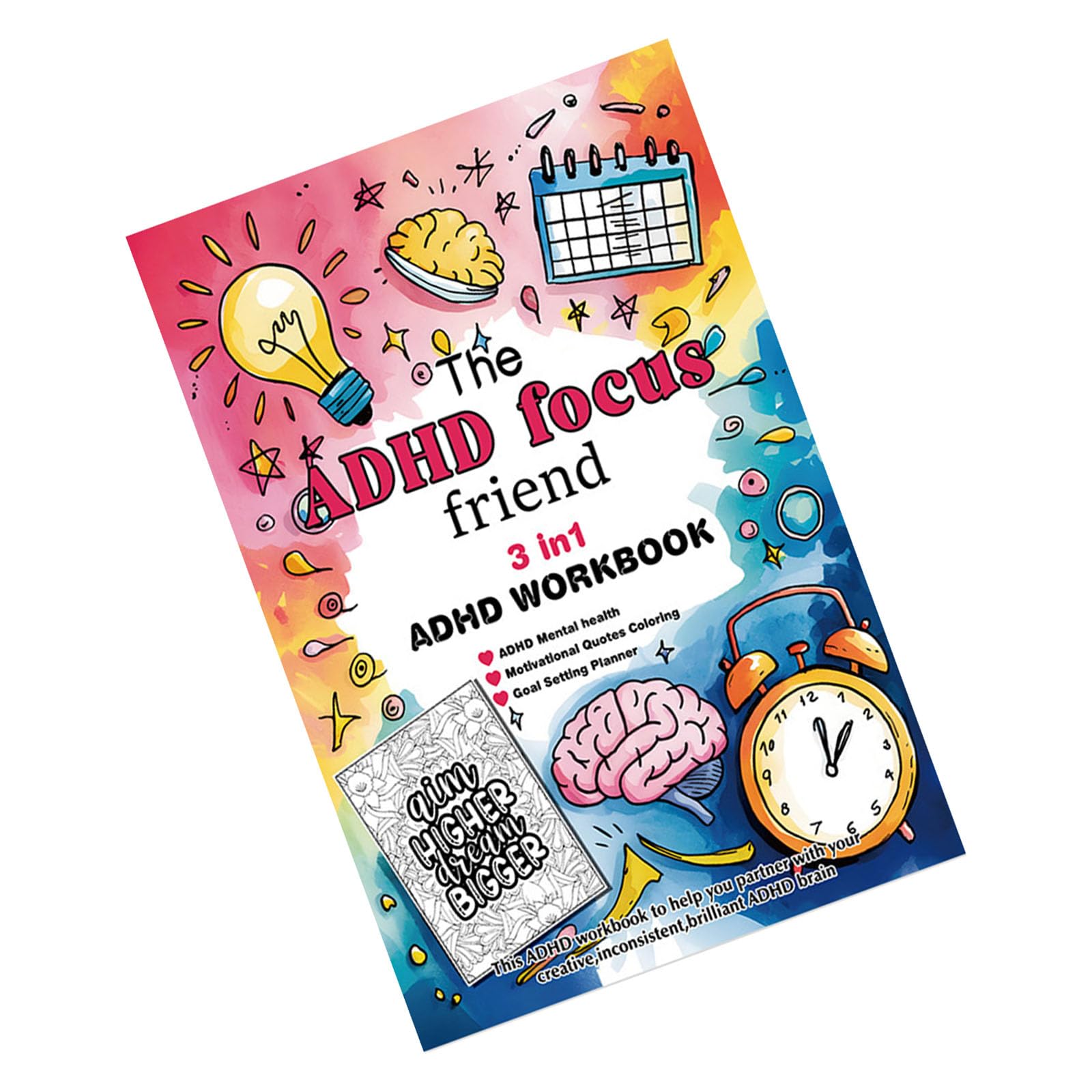 Xinsheinelry Therapeutic Management Workbook Funny Coloring Book Daily Task Planner and Stress Relief Journal 8.26x5.51Inch Goal Setting Workbook