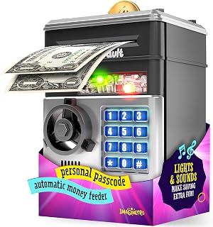 Imagineers KiddieVault Electronic Piggy Bank for Kids - Password ATM Safe with Lights & Sounds - Birthday Gift Ages 3-12 Boys Girls