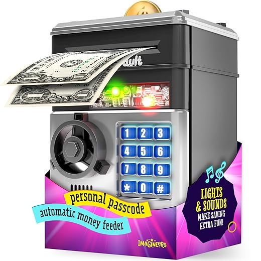 Piggy Bank for Kids - Electronic Money Saving Box w/Code- ATM Safe - Toy Coin Bank - Easter Boys Toys for Age 3, 4, 5, 6, 7, 8, 9 - Birthday Gifts for 8, 9, 10, 11, 12 Year Old Boy and Girl