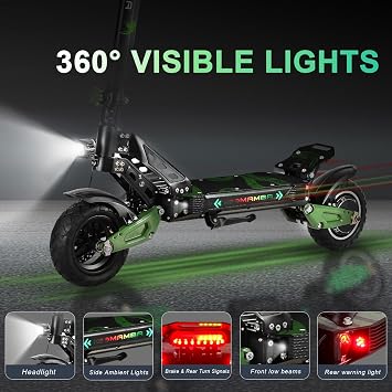 ZU06 Electric Scooter, 1200W Motor Up to 35 MPH, 52V 20Ah Battery 50 Miles Long Range, NFC Smart Unlock & Dual Disc Brakes with EABS, 10 Off Road Fat Tires Fast Adults E-Scooter with Seat