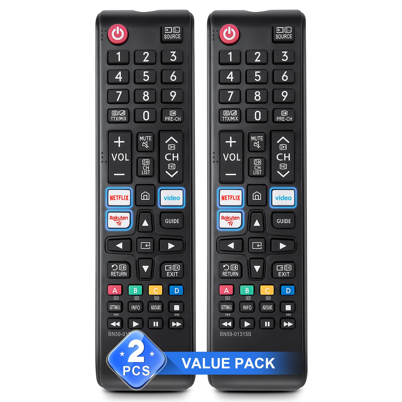 Universale per Samung-TV-Remote-Control-Sostituzione, Compatibile con Tutti i Modelli Samung Smart TV (confezione da 2)