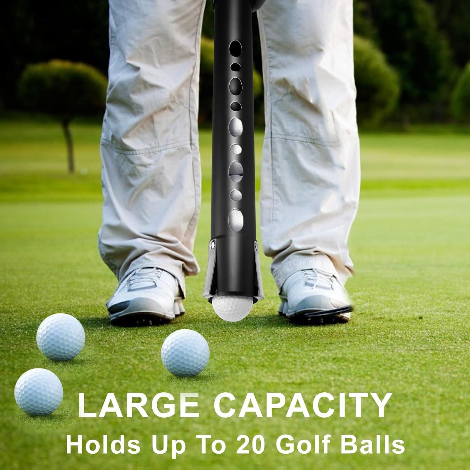 Golf Ball Picker Upper Aluminium Alloy Golf Ball Retriever Shag Tube, Golf Ball Shagger Holds 20 Golf Balls Retriever Tool Golf Ball Collector, Blue/Black